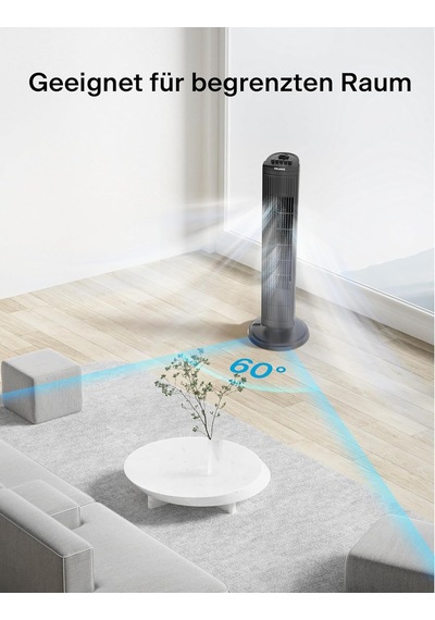 Pelonis Kule Fan, Sessiz Çalışma, 3 Hız Ayarı, Zamanlayıcı, 60 Salınım