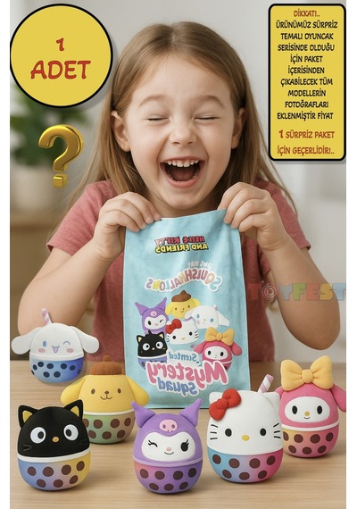 1 Adet Sürpriz Squishmallows Mystery Squad Hello Kitty Ve Arkadaşları Temalı Sürpriz Paket - 13 Cm Çok Renkli