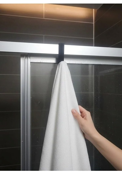 Tekli Banyo Duşakabin Camına Takılan Askılık Duşakabin Havlu Lif Bornoz Askısı Beyaz Cok Renkli