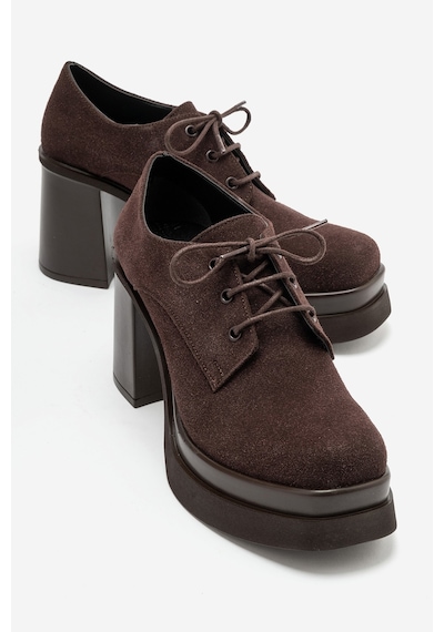 Luvi Shoes Odette Kahverengi Süet Platformlu Blok Topuklu Kadın Ayakkabı Luvi Shoes Odette Kahverengi Süet Platformlu Blok Topuklu Kadın Ayakkabı