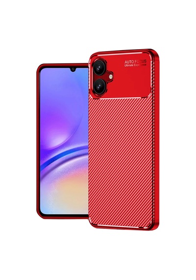 Uray Store Samsung Galaxy Uyumlu  A06 Kılıf Auto Focus Karbon Kapak - Kırmızı