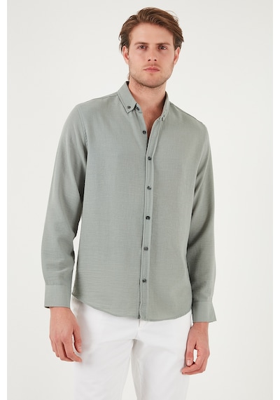 Buratti Regular Fit Uzun Kollu Düğmeli Yaka Erkek Gömlek Cf25S116777 Mint