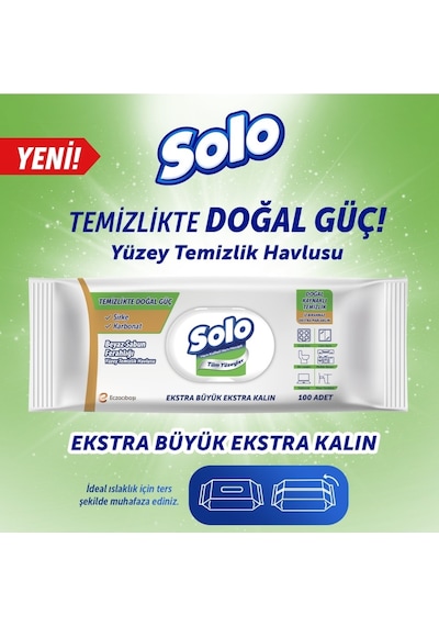 Solo Yüzey Temizlik Havlusu - 100 Yaprak Beyaz Sabun Ferahlığı 4'lü Set