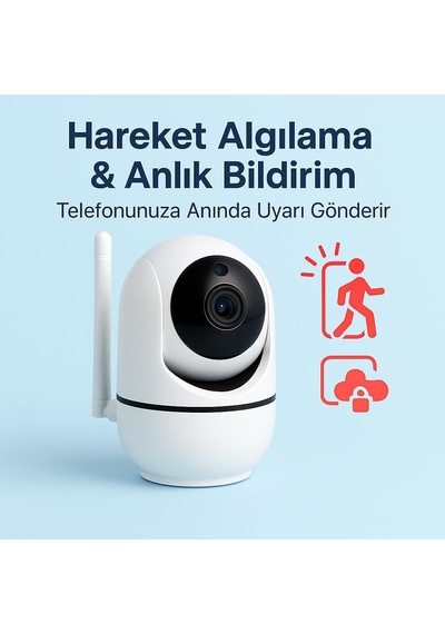 Wifi Akıllı Güvenlik Kamerası / 360 Görüş / Hareket Algılama & Anlık Bildirim / Gece Görüşü / 7/24 Uzakta