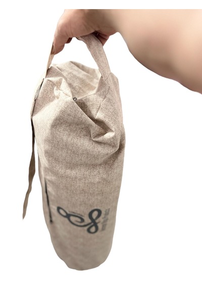 Mat Taşıma Çantası Yoga Fitness Silindir Antrenman Çantası + 2 Adet Mat Toplama Lastiği Ekru