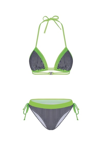 Bonesta Lanao Üçgen Neon Yeşil Çizgili Bikini Takımı