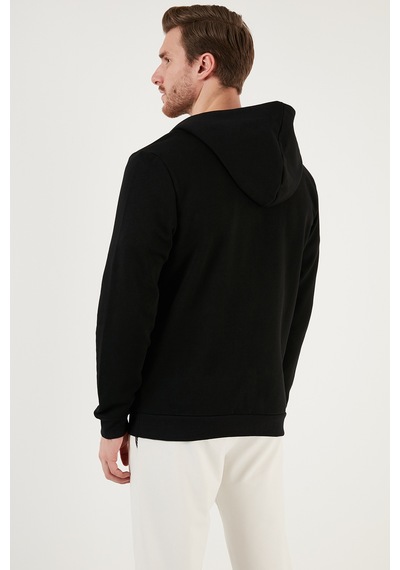 Buratti Kanguru Cepli Fermuarlı Kapüşon Yaka Slim Fit Erkek Sweat 575707 Siyah-Siyah