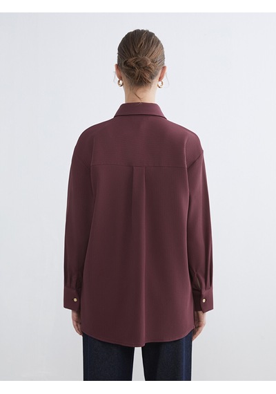 Lcw Modest Bordo Fitilli Kadın Gömlek Tunik