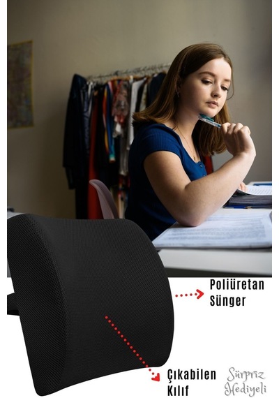 Overpazar Sırt Yastığı Sırt Minderi Sandalye Yastığı Koltuk Sırt Minderi Ortopedik Minder Bel Minderi 34x36 CM