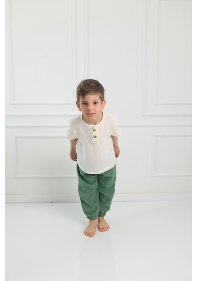 Mulberry Çocuk Müslin Şalvar Pantolon Nefes Alabilen Doğal Dokulu Günlük Rahat Alt Giyim Yeşil Mulberry Çocuk Müslin Şalvar Pantolon Nefes Alabilen Doğal Dokulu Günlük Rahat Alt Giyim Yeşil