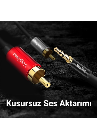 Veggieg 3.5mm Aux To 2 Rca Ses Kablosu 1.5 Metre