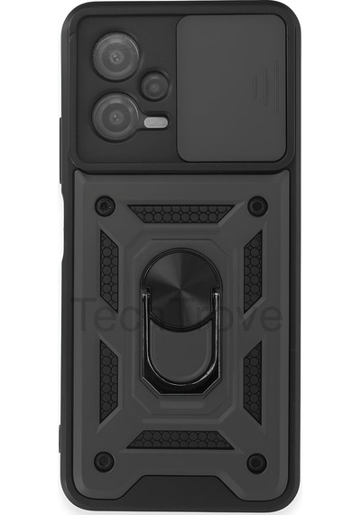 Poco X5 5g Kılıf Sürgülü Kamera Korumalı Yüzüklü Stand Olabilen Magnetic Tpu Tank Kapak