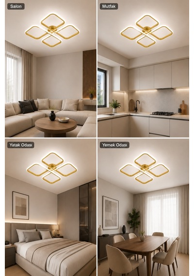 Nuvo Led Plafonyer Avize 3 Renk Kumandalı Eskitme
