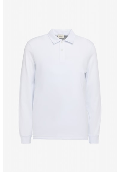 AC&Co / Altınyıldız Classics Erkek Beyaz Pamuklu Slim Fit Dar Kesim Polo Yaka Uzun Kollu Esnek Tişört Beyaz