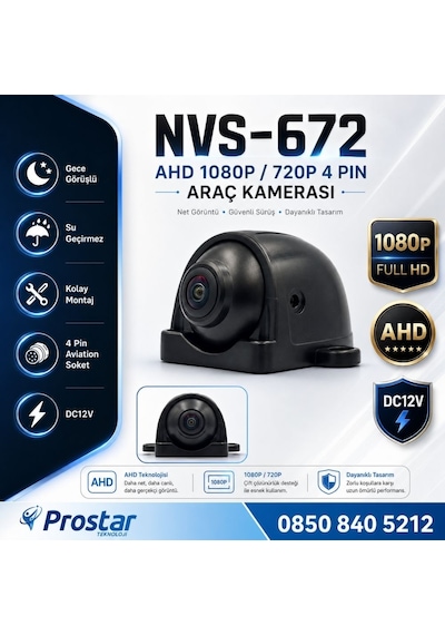 Ahd 1080p/720p Profesyonel Ahd Yan Araç Kamerası Ip67 Su Geçirmez Kompakt Tasarım