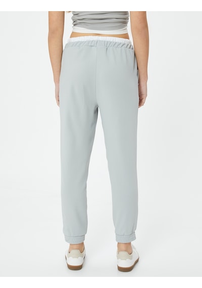 Koton Jogger Pantolon Çift Bel Detaylı Bağlamalı Nervürlü Gri 4sal40146ık Gri