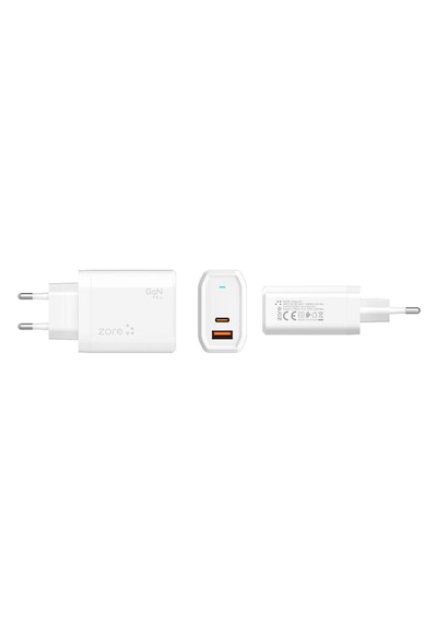 Zore Always-02 Gan Tech Type-c Pd4.0 Usb-a Qc3.0 Hızlı Şarj Özellikli Seyahat Şarj Başlığı 45w - Bey Beyaz
