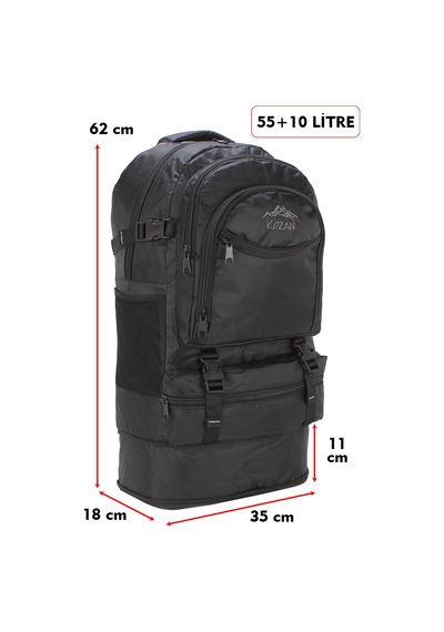 Dada Körüklü Dağcı Sırt Outdoor Kamp Trekking Seyahat Ve Günlük Sırt Çantası 65 Litre Siyah