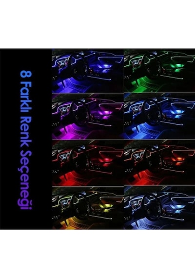 Araç İçi Kumandalı Ayak Altı Rgb Led Ambiyans Işığı 12 Led Uzun Arac-ic-kumandali