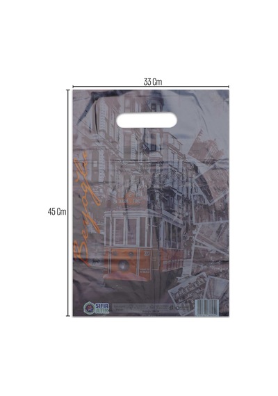 No 3 33X45 Beyoğlu Desenli Takviyeli Elgeçme Poşet 50 Adet