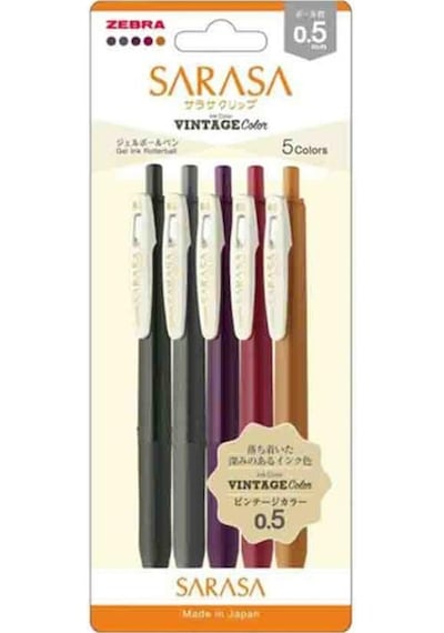 Zebra Sarasa Clip Jel Mürekkepli Kalem Vintage Set 0,5mm 5'li Set-2
