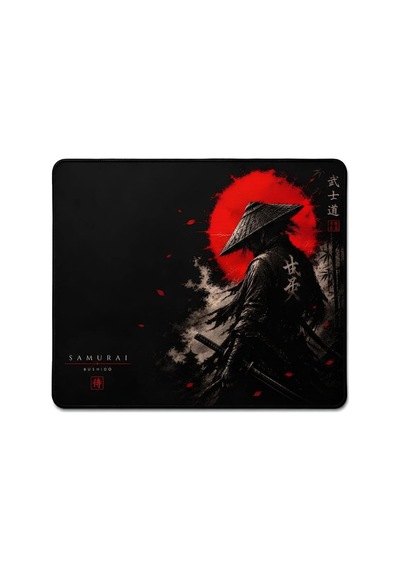 Baskılı Dijital Tasarımlı Oyuncu Mouse Pad, Kaymaz Taban, Dikişli Gaming Mouse Pad Samurai 50x40 Cm