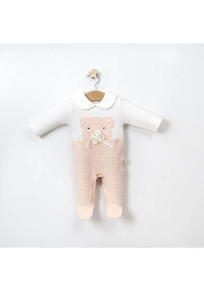 Lamato Baby Puantiyeli Gül Ayıcık Aksesuarlı Bebe Yakalı Kız Tulum SOMON