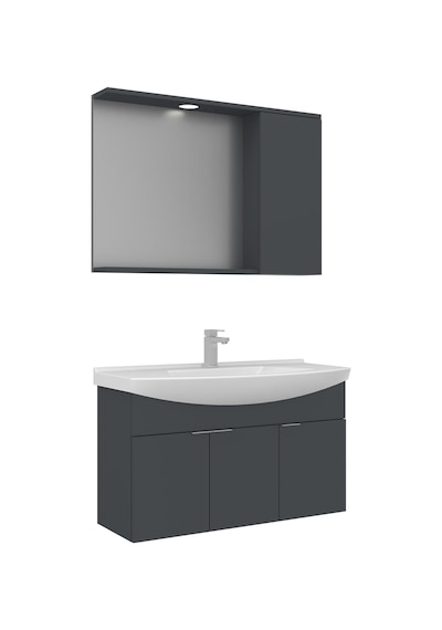 Orka Purus 100 Cm Mat Antrasit Spot Aynalı Banyo Dolabı Takım Asma Antrasit Orka Purus 100 Cm Mat Antrasit Spot Aynalı Banyo Dolabı Takım Asma Antrasit
