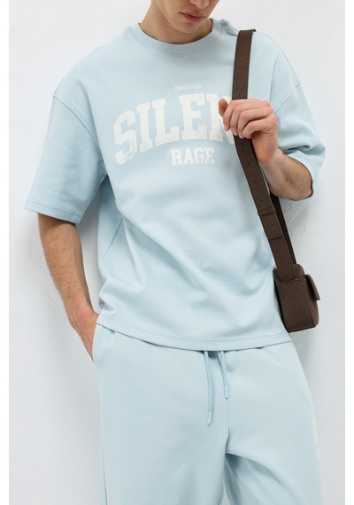 Oversize Baskılı Eşofman Takım V90-27 Bebe Mavi