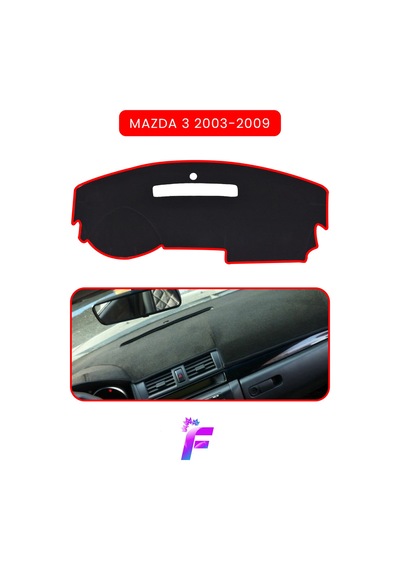 Mazda 3 2003-2009 Uyumlu Torpido,panel Örtüsü Hızlı Ve Kolay Montaj Kaymaz Tasarım Td27 Kırmızı