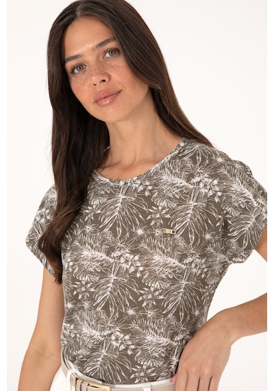 U.S. Polo Assn. Kadın Vizon Desenli Bisiklet Yaka Tişört 50305761-VR052