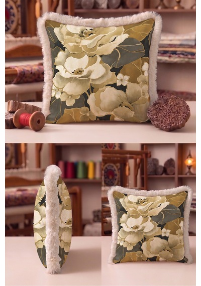 Çiçek Motifli Vintage Saçaklı Yastık Kılıfı - Zarif Floral Hardal Krem Vizon Püsküllü Kırlent Kılıfı Kayıp Yörünge Opal Çiçek Motifli Vintage Saçaklı Yastık Kılıfı - Zarif Floral Hardal Krem Vizon Püsküllü Kırlent Kılıfı Kayıp Yörünge Opal