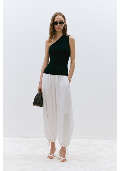 Suud Collection Siyah Aven Tek Omuz Örme Bluz
