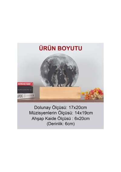 Işıklı Pleksi Dolunay Kişiselleştirilebilir Dekoratif Biblo Orkestra Jazz Anahtar Askılığı Gri - 740056476 Gri