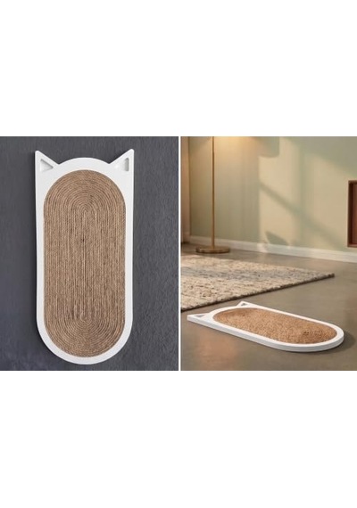 Dekoratif Ahşap Kedi Tırmalama Tahtası 20x45 Cm Jüt İp-doğal Kavak
