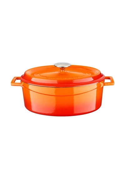 Lava Döküm Oval Tencere. Edition Serisi Ölçü 25x31cm. Turuncu Kırmızı