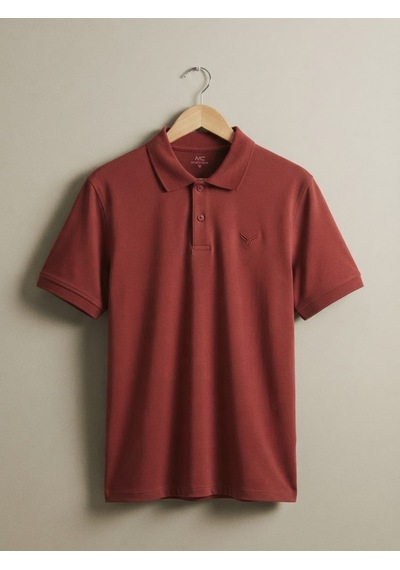 Maccali Erkek Kiremit Amblemli Basic Polo Yaka Tişört