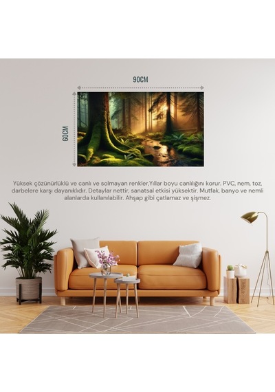 Doğa Ve Manzara Gizemli Orman 03 Çerçevesiz 90x60cm Pvc Tablo