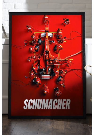 Michael Schumacher Formula 1 Siyah Ahşap Çerçeveli Poster, Dekoratif Araba Duvar Tablosu