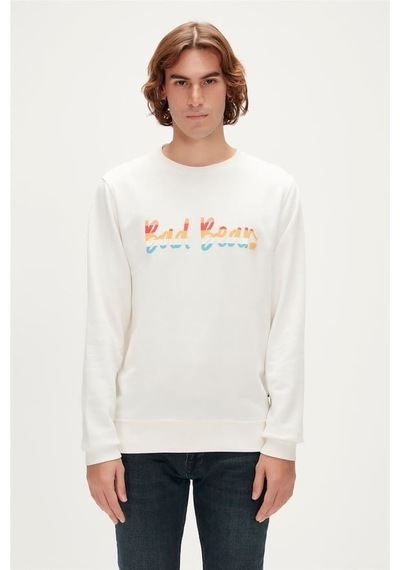 Bad Bear Manuscrıpt Crewneck Erkek Beyaz Sweat - 23.02.12.016 Beyaz
