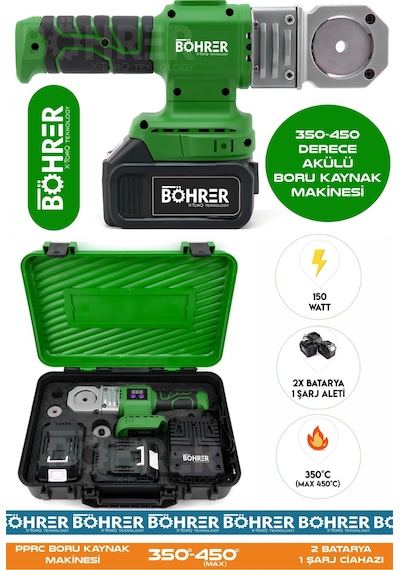 Böhrer Ba0013 Alman Pro Pprc Max 450 Derece Komple Uç Aparatları Dahil Plastik Boru Kaynak Makinesi