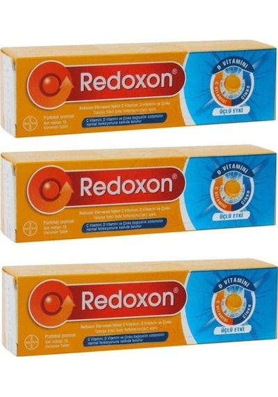 Redoxon Üçlü Etki C - D Vitamini Çinko Efervesan 15 Tablet 3 Adet