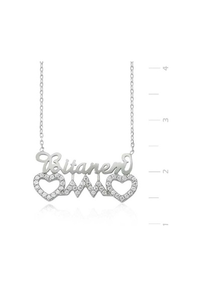 Gümüş Bitanem Yazılı Kalp Kadın Kolye (506450635)