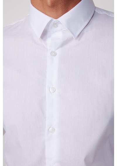 Tudors Slim Fit Arkadan Pensli Önden Kulplu Düz Trend Beyaz Erkek Gömlek-28231-beyaz Beyaz