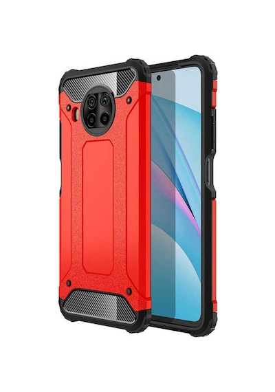 Noktaks - Xiaomi Uyumlu Xiaomi Redmi Note 9 Pro 5g - Kılıf Çift Katman Zırh Tank Crash Military Kapak - Kırmızı
