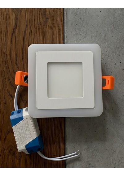 Kare Sıva Altı Led Spot Aydınlatma 6 Watt Çift Renk 3 Kademe Mavi Beyaz Gece Lambası Armatür Beyaz - Mavi