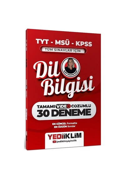 Yediiklim 2027 Tyt Msü Kpss Dil Bilgisi 30 Deneme Çözümlü - Zarif Yoldaş Kurt