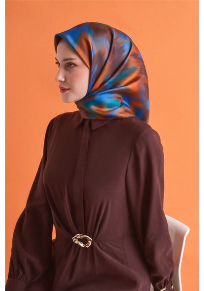 Armine Sura İpek Eşarp 2026-2027 - Sonbahar Kış-asm9605-56 Kahve,saks-5