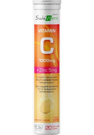Suda Vitamin C 1000 MG Zinc 5 Mg Portakalli 15 Efervesan Tablet