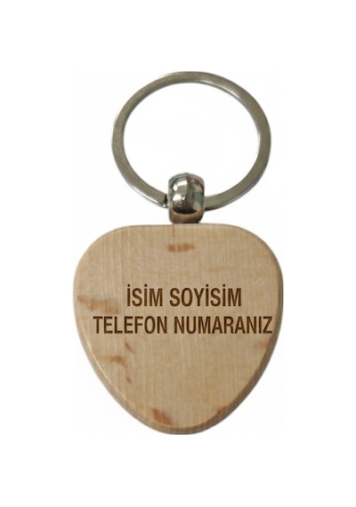 Kişiye Özel Kalp Ahşap Anahtarlık İsim Soyisim Ve Telefon Numarası Yazılı Lazer Gravür Anahtarlık Kişisel & Acil Durum Anahtarlığı